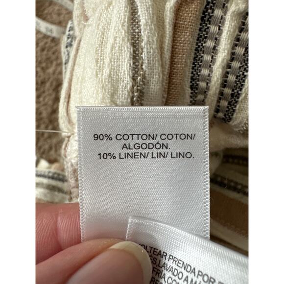 Lucky Brand NWT Linen Blend Paperbag Shorts Tan Striped High Waist Size Large - Picture 8 of 9